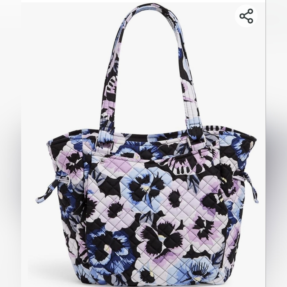VERA BRADLEY NWT plum pansies purple blue GLENNA shoulder bag